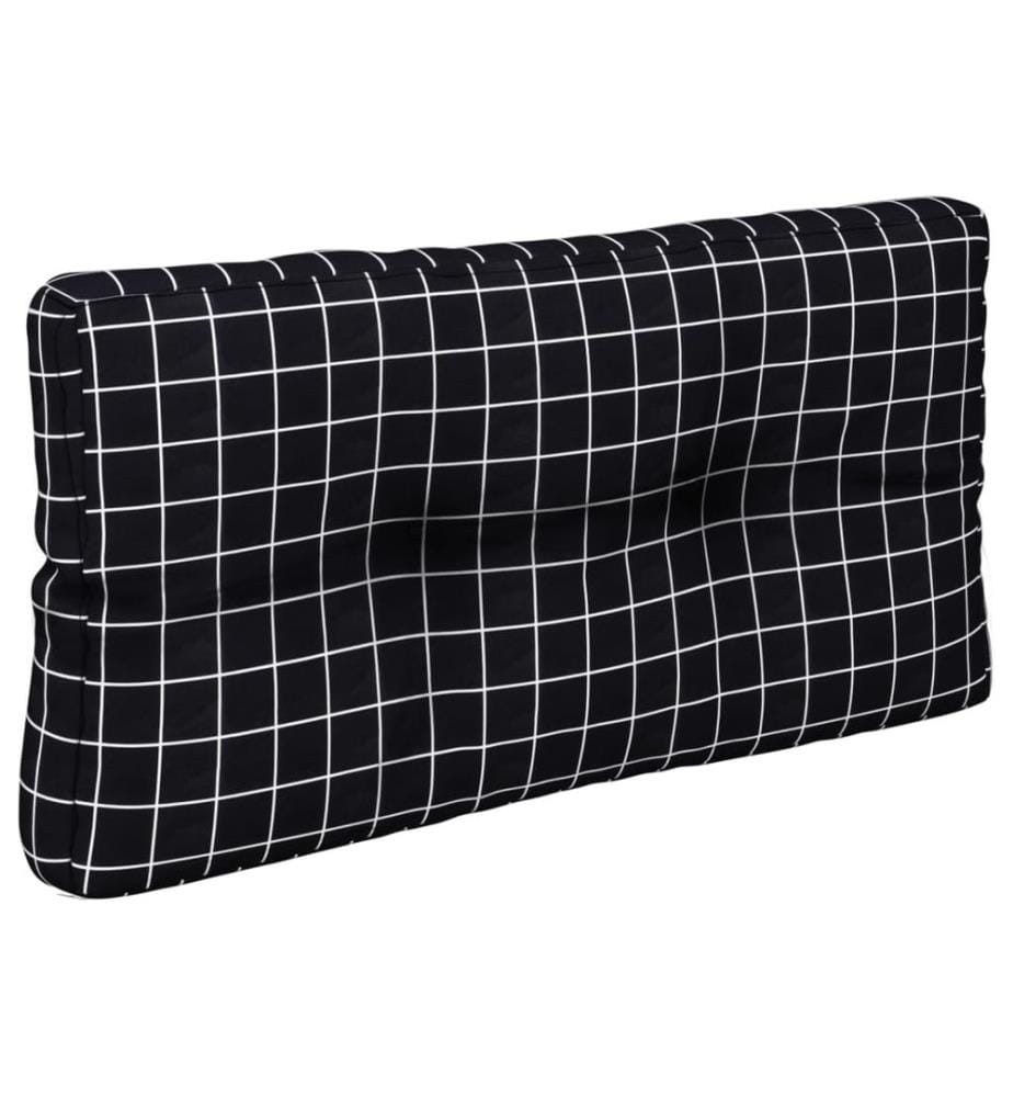 Coussin de palette motif à carreaux noir 80x40x12 cm tissu
