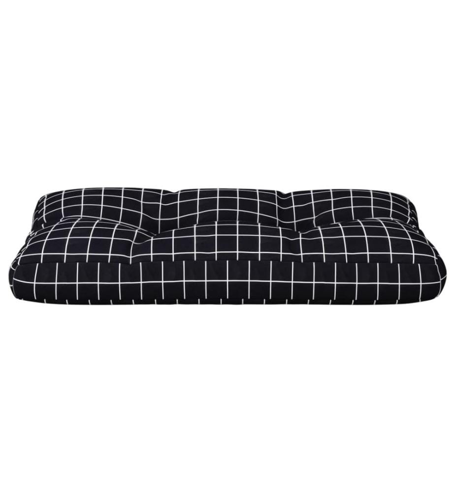 Coussin de palette motif à carreaux noir 80x40x12 cm tissu