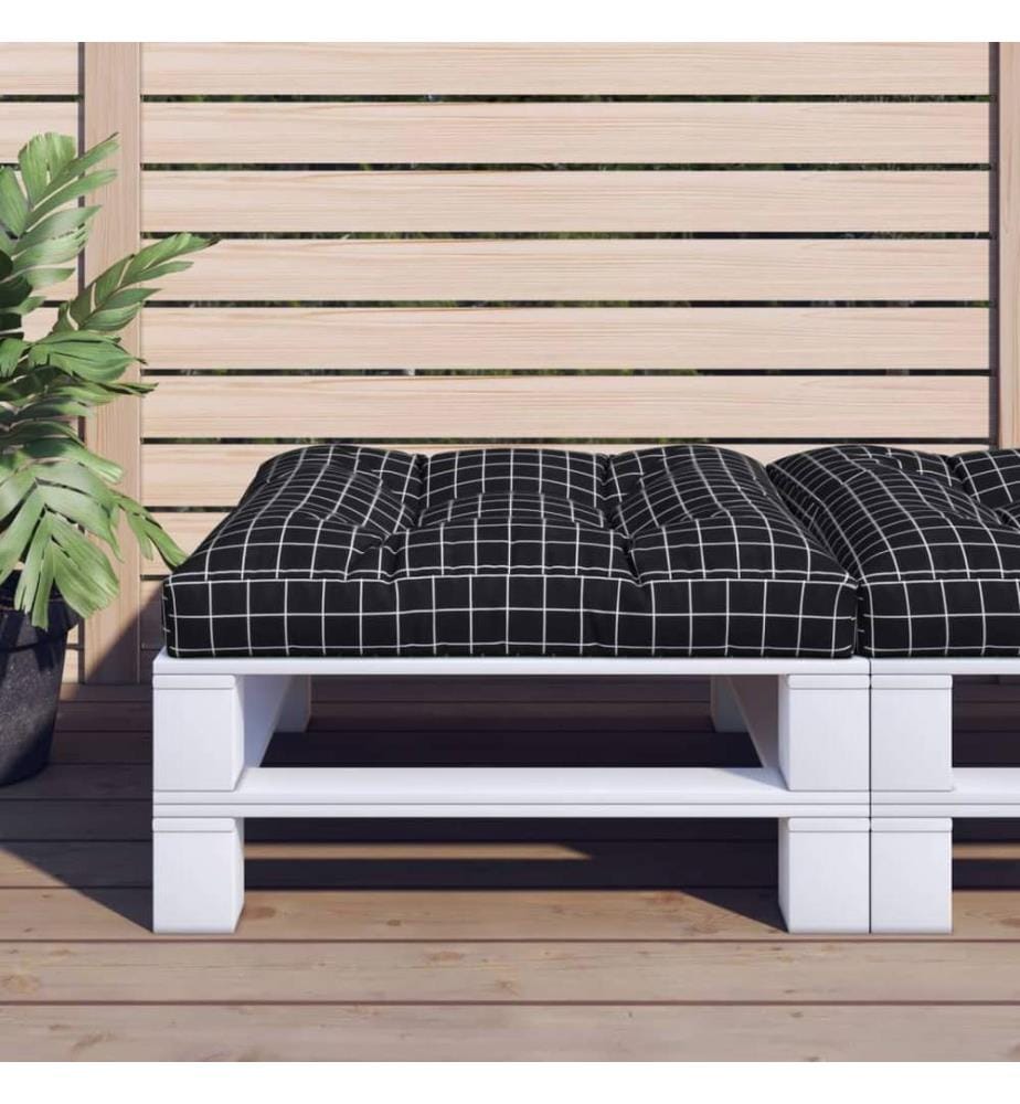 Palettenkissen Schwarz Karomuster 80x80x12 cm Stoff