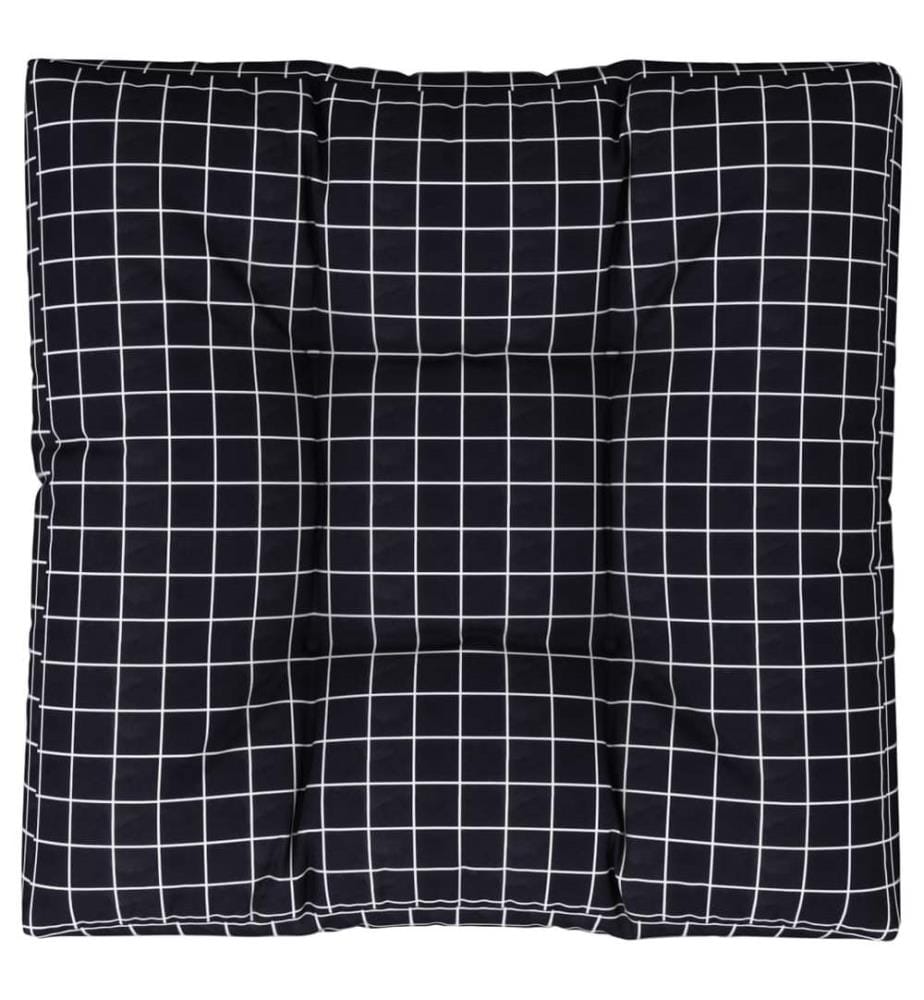 Palettenkissen Schwarz Karomuster 80x80x12 cm Stoff