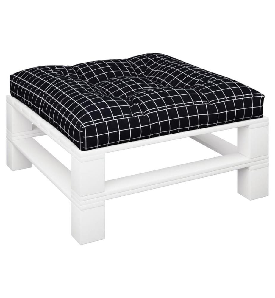 Palettenkissen Schwarz Karomuster 80x80x12 cm Stoff