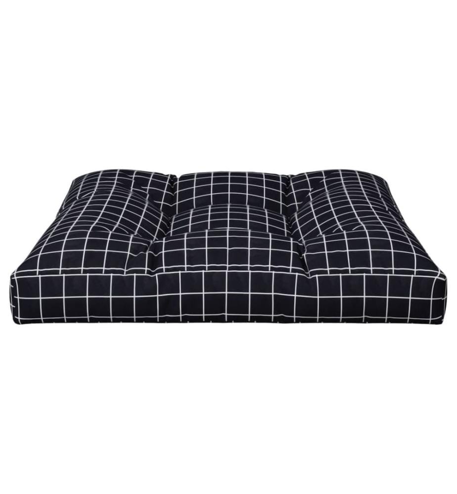 Palettenkissen Schwarz Karomuster 80x80x12 cm Stoff