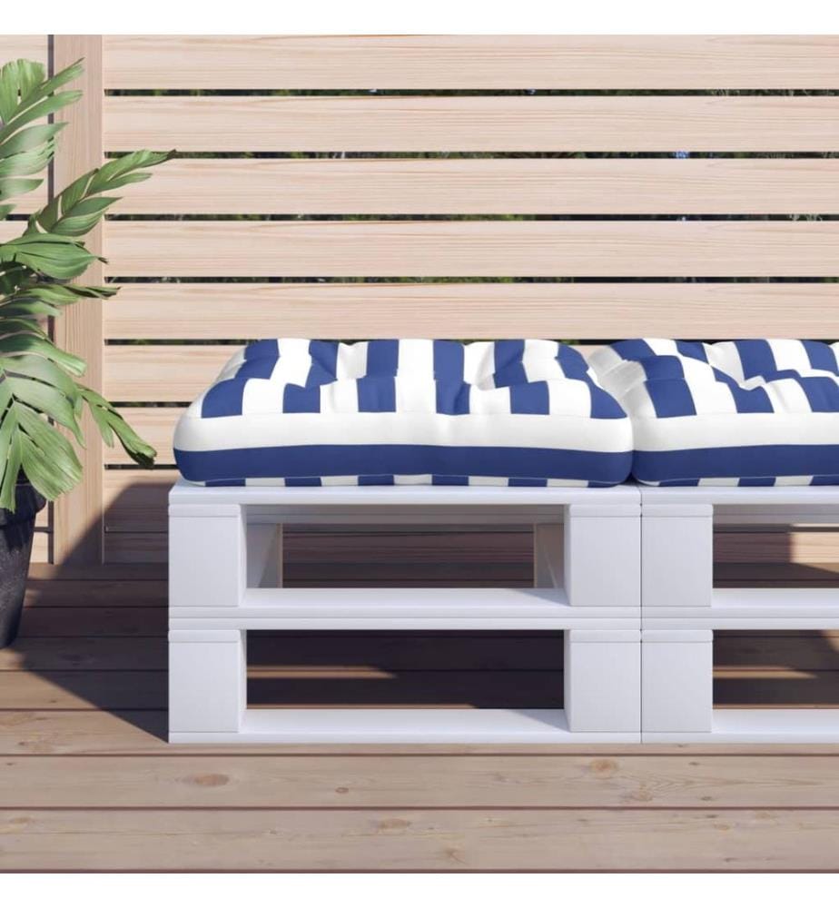 Palettenkissen Blau Weiss Gestreift 58x58x10 cm Oxford-Gewebe