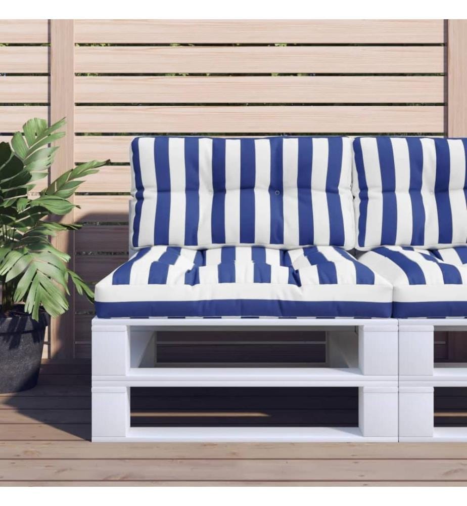 Palettenkissen Blau Weiss Gestreift 70x40x12 cm Stoff