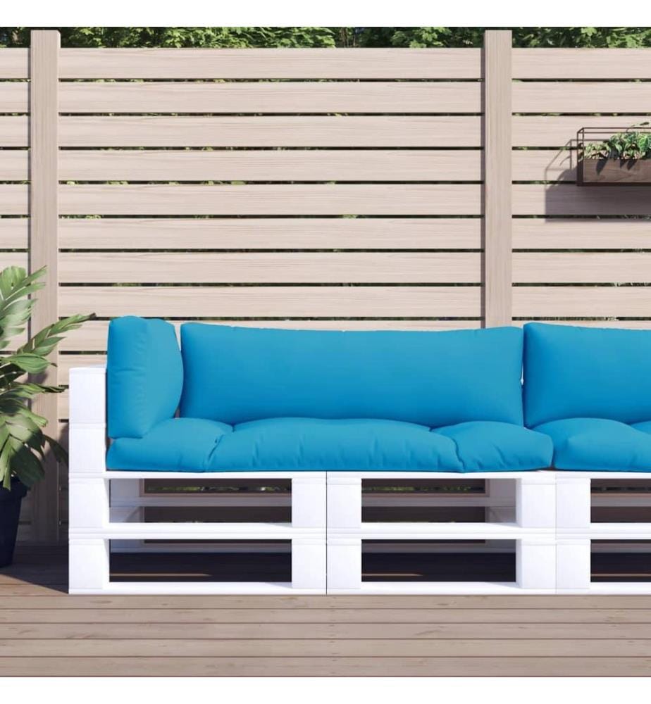 Coussins de palette 3 pcs bleu clair tissu