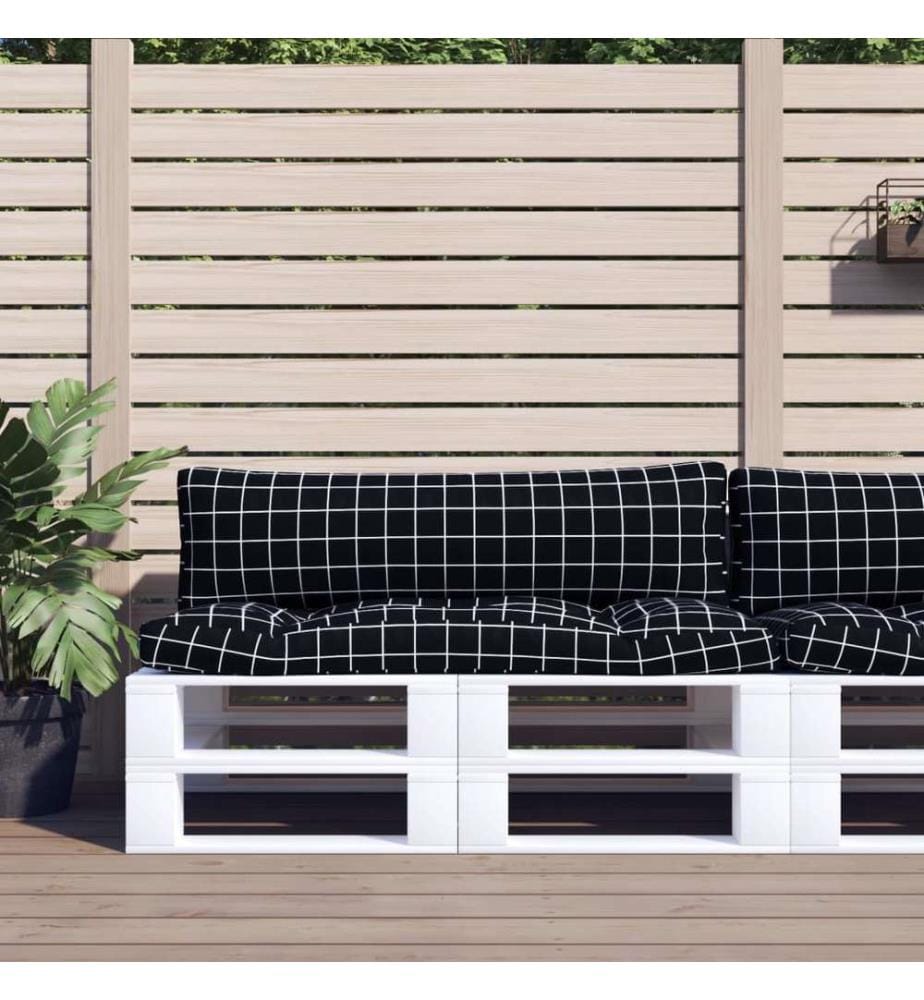 Coussins de palette lot de 2 motif à carreaux noir tissu Oxford