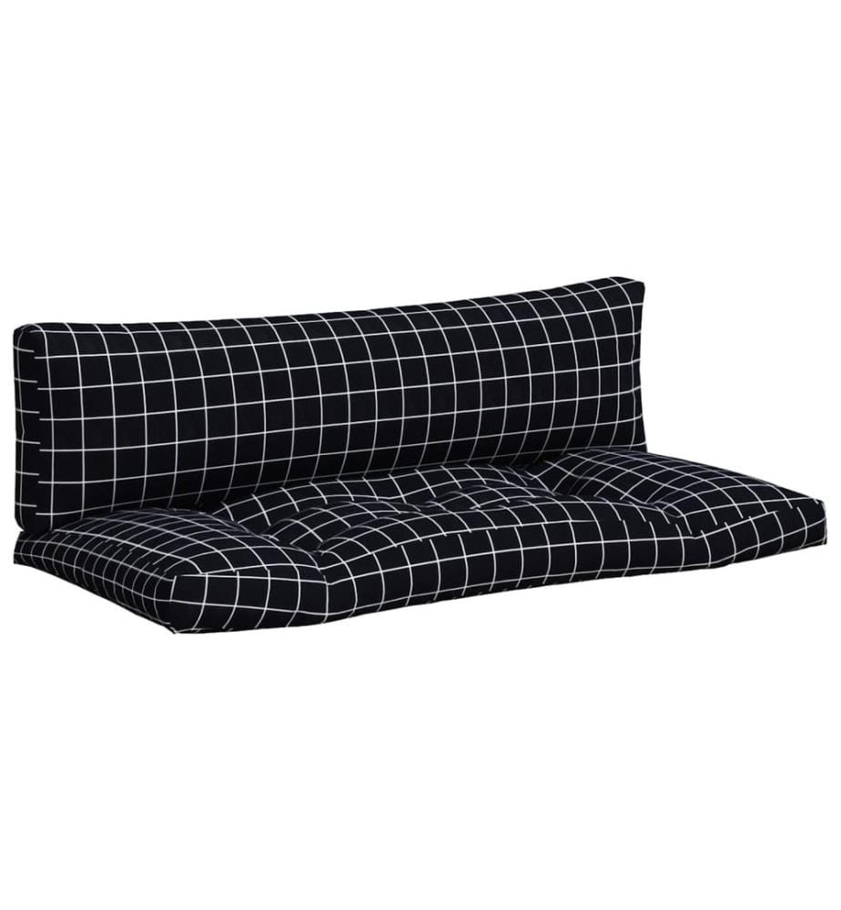 Coussins de palette lot de 2 motif à carreaux noir tissu Oxford