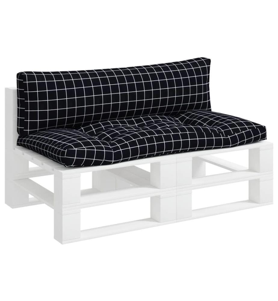 Coussins de palette lot de 2 motif à carreaux noir tissu Oxford
