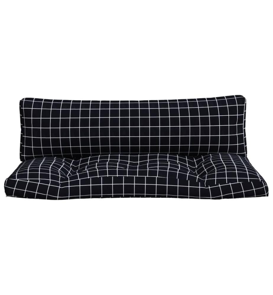 Coussins de palette lot de 2 motif à carreaux noir tissu Oxford