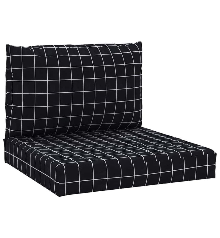 Coussins de palette lot de 2 motif à carreaux noir tissu Oxford