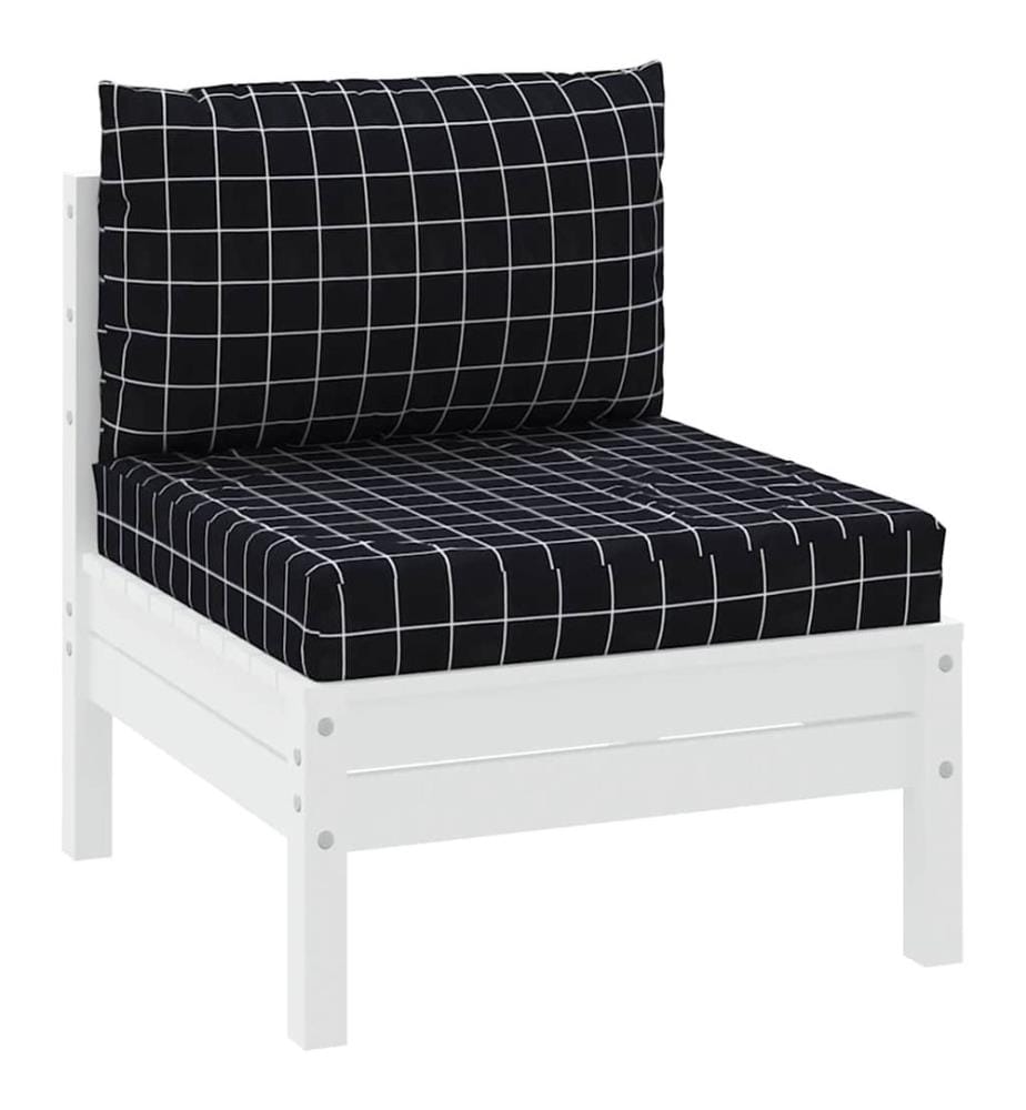 Coussins de palette lot de 2 motif à carreaux noir tissu Oxford