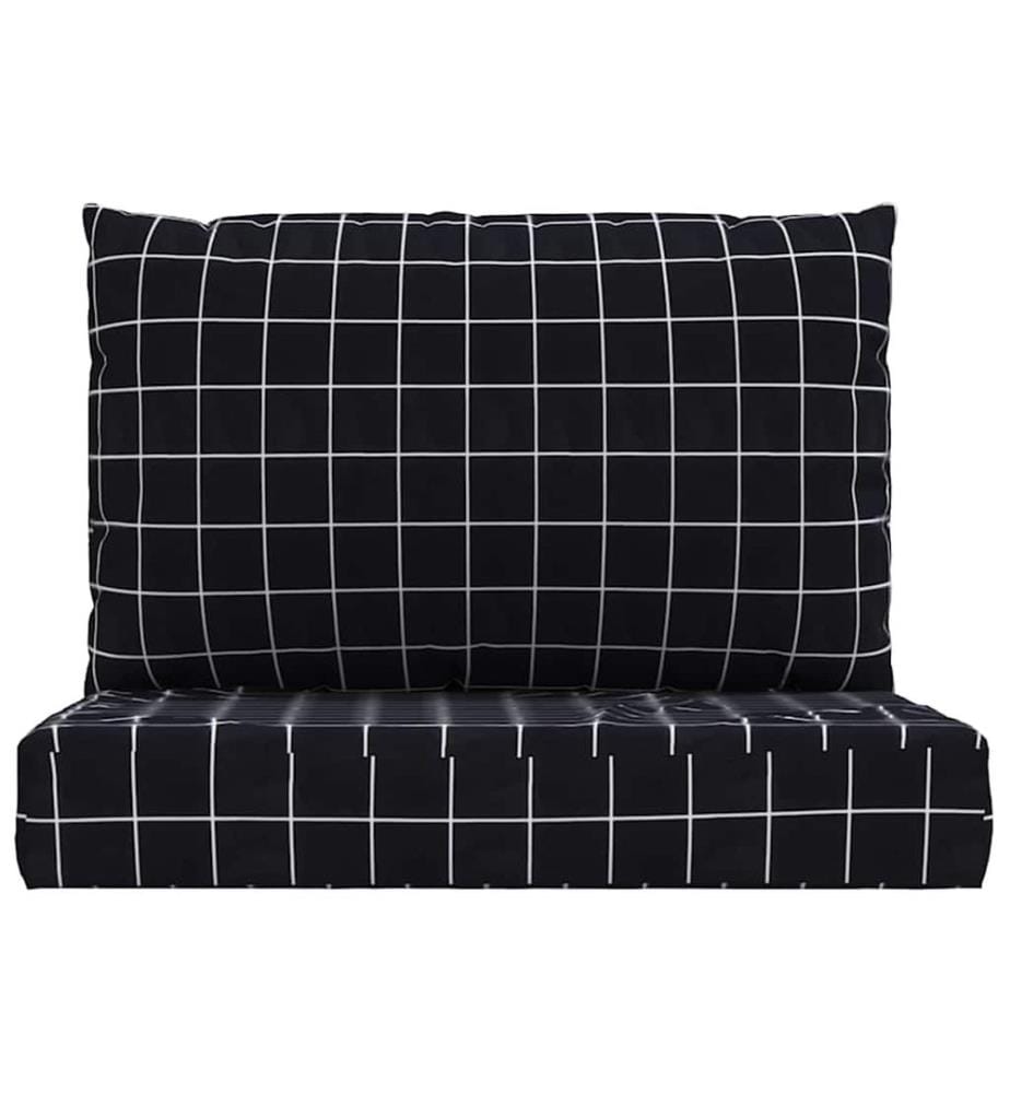 Coussins de palette lot de 2 motif à carreaux noir tissu Oxford
