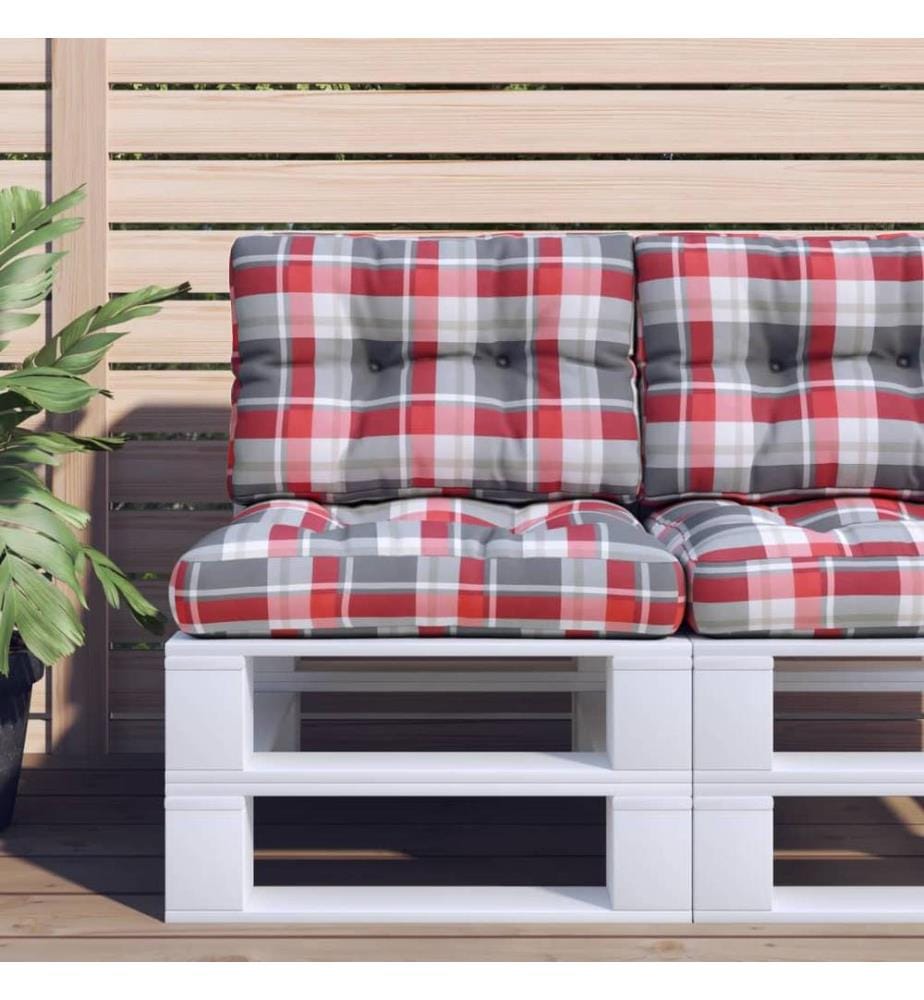 Coussins de palette lot de 2 motif à carreaux rouge tissu