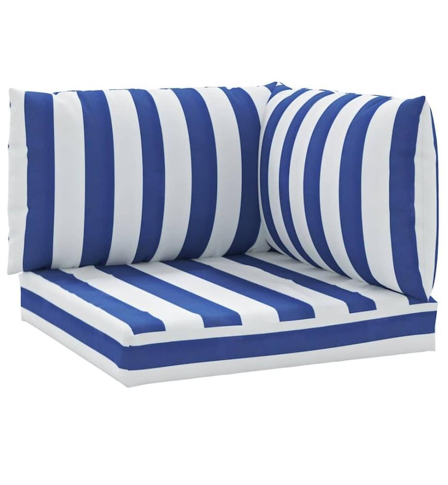 Coussins de palette lot de 3 rayures bleues/blanches