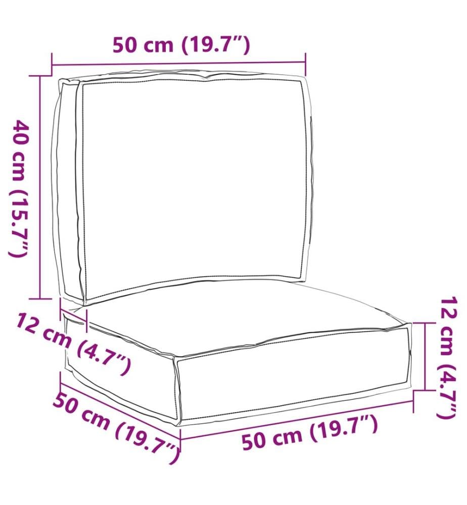 Set de coussins de palette 2 pcs Gris 50 x 50 x 12 cm