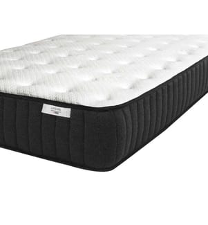 Taschenfederkernmatratze Schwarz mit Weiss 140 x 200 cm mit Latexschicht/Bezug aus Lyocell-Stoff Medium Härtegrad Langlebig Schlafzimmer Modern