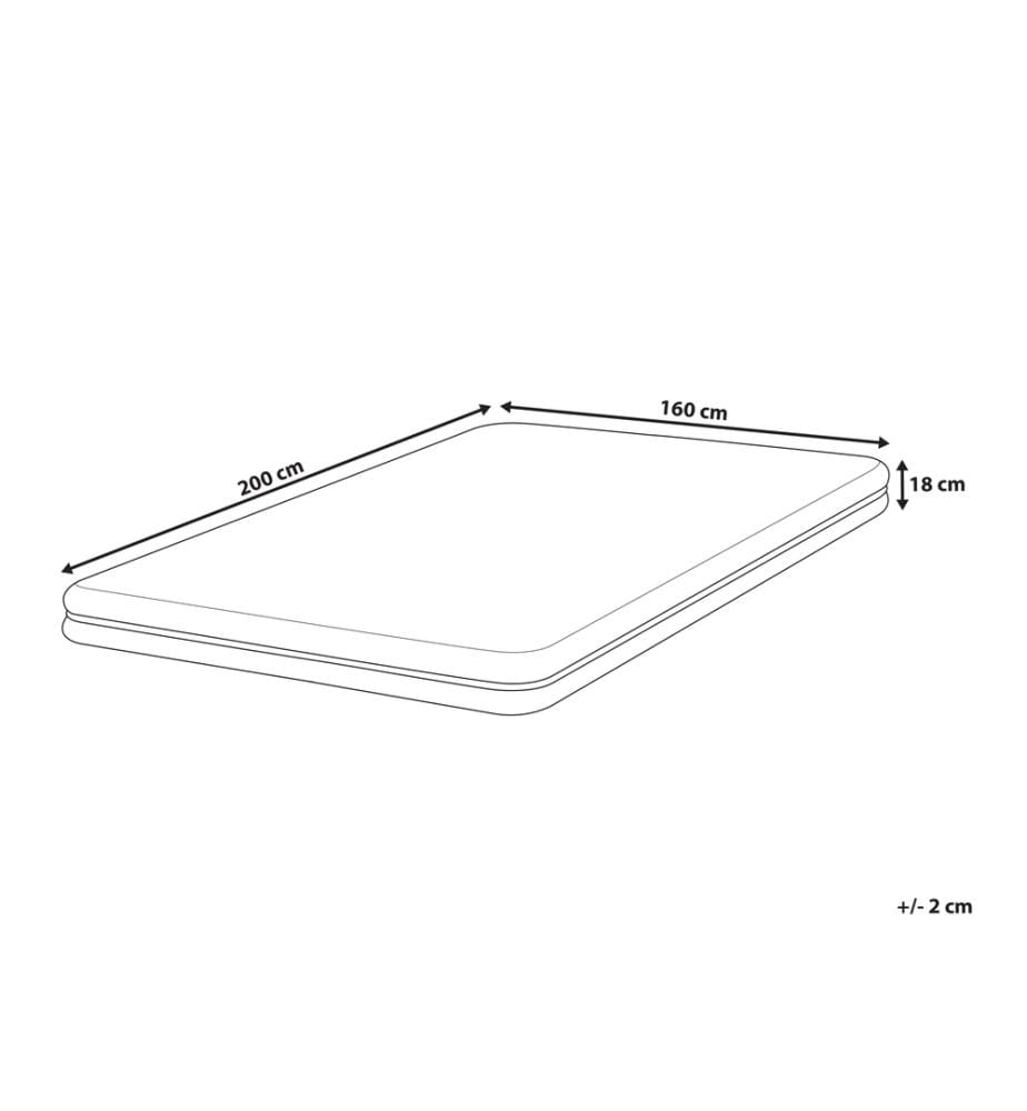 Matelas Double à Mémoire de Forme 160 x 200 cm Rembourrage Polyester Housse Amovible Blanche Bonne Circulation de l'Air Matière Robuste