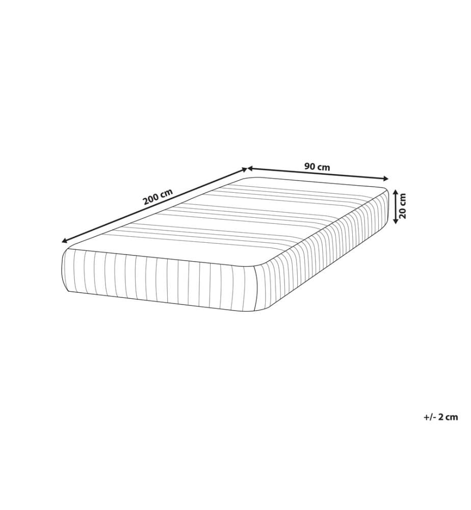 Matelas en Mousse Latex Moyen 90 x 200 cm Accessoires Chambre à Coucher Amovible Fermeture Eclair