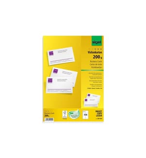 SIGEL - Étiquettes de cartes de visite 8.5 x 5.5 cm, 15 feuilles, 200 g, blanc