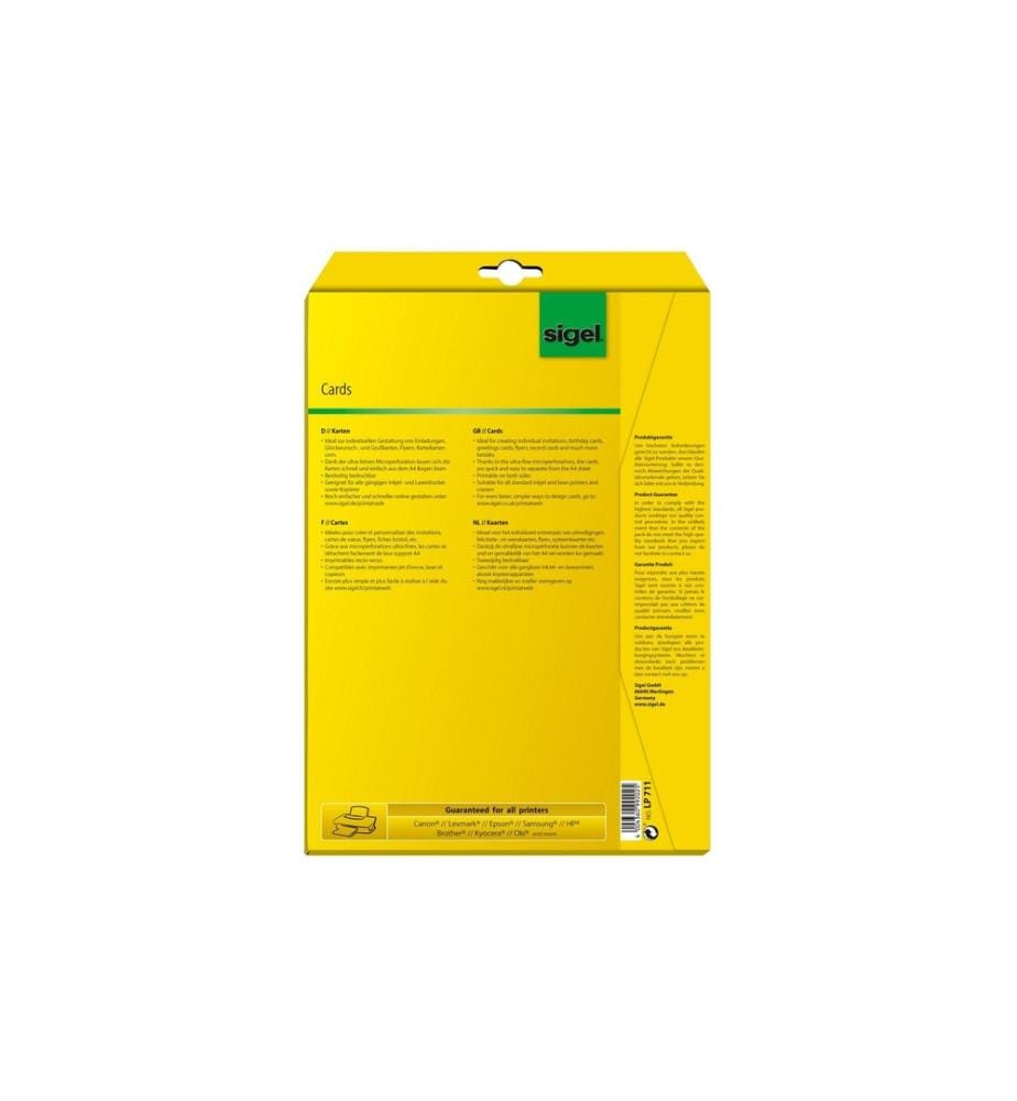SIGEL - Postkarte A6 (A4), 20 Blatt, 185 g, Weiss