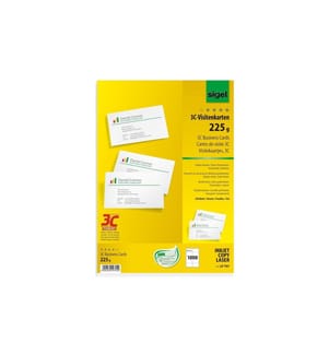 SIGEL - Étiquettes de cartes de visite 8.5 x 5.5 cm,100 feuilles, 225 g, blanc