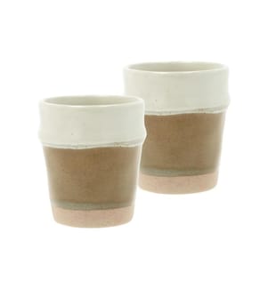 VILLA COLLECTION - Espresso Becher Evig 100 ml, 2 Stück, Crème/Rostbraun
