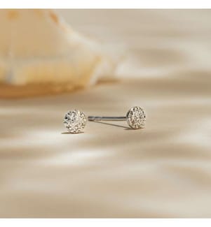 Ohrringe Round Stud - Weissgold 375/1000