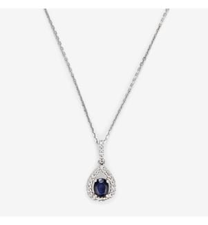 Night Blue Teardrop Pendant - White Gold