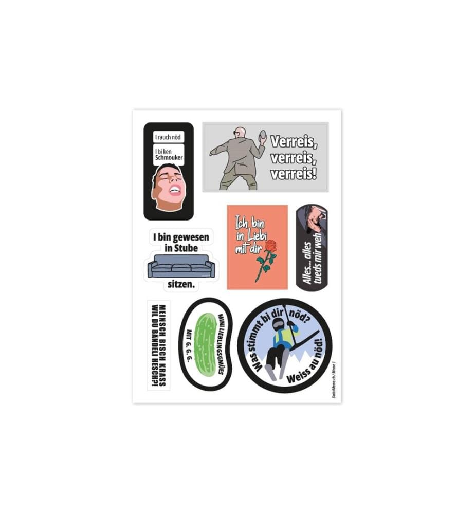 Swissmeme - Scherzartikel Stickerbogen Meme 1, 10.5 x 14.8 cm