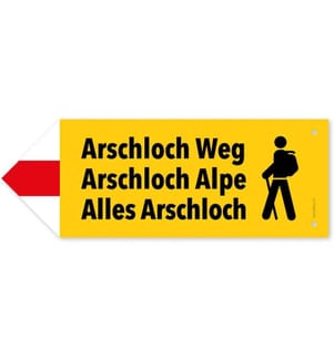 Swissmeme - Panneau indicateur Arschloch Alpe, 27.5 x 10 cm