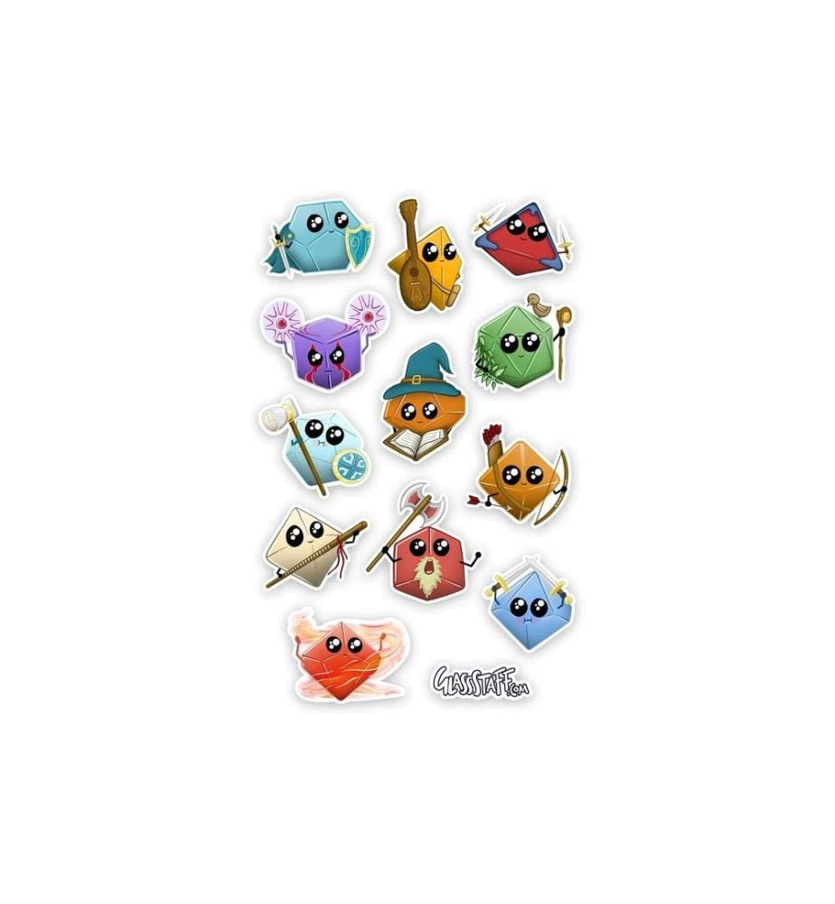 Glass Staff - Sticker Kawaii Dice Classes Mehrfarbig
