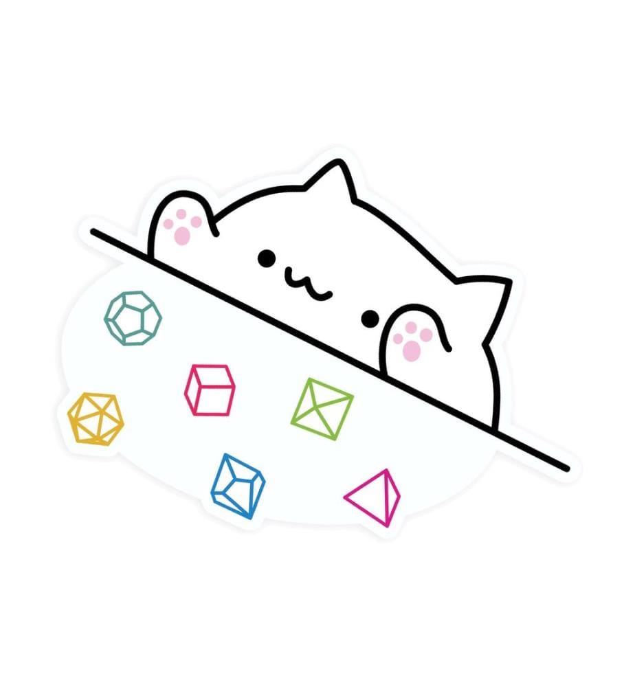 Glass Staff - Bongo Dice Cat Sticker Blanc