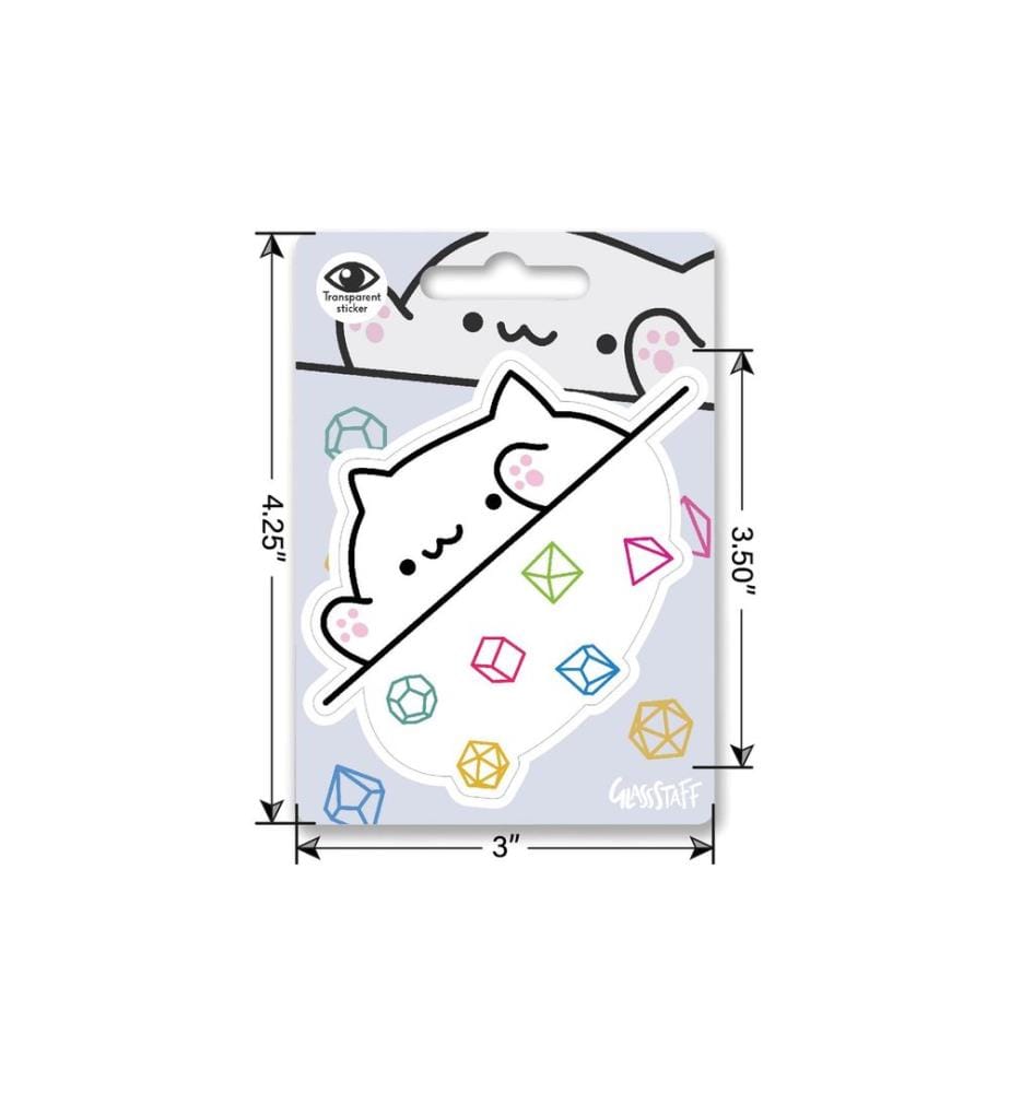 Glass Staff - Bongo Dice Cat Sticker Blanc