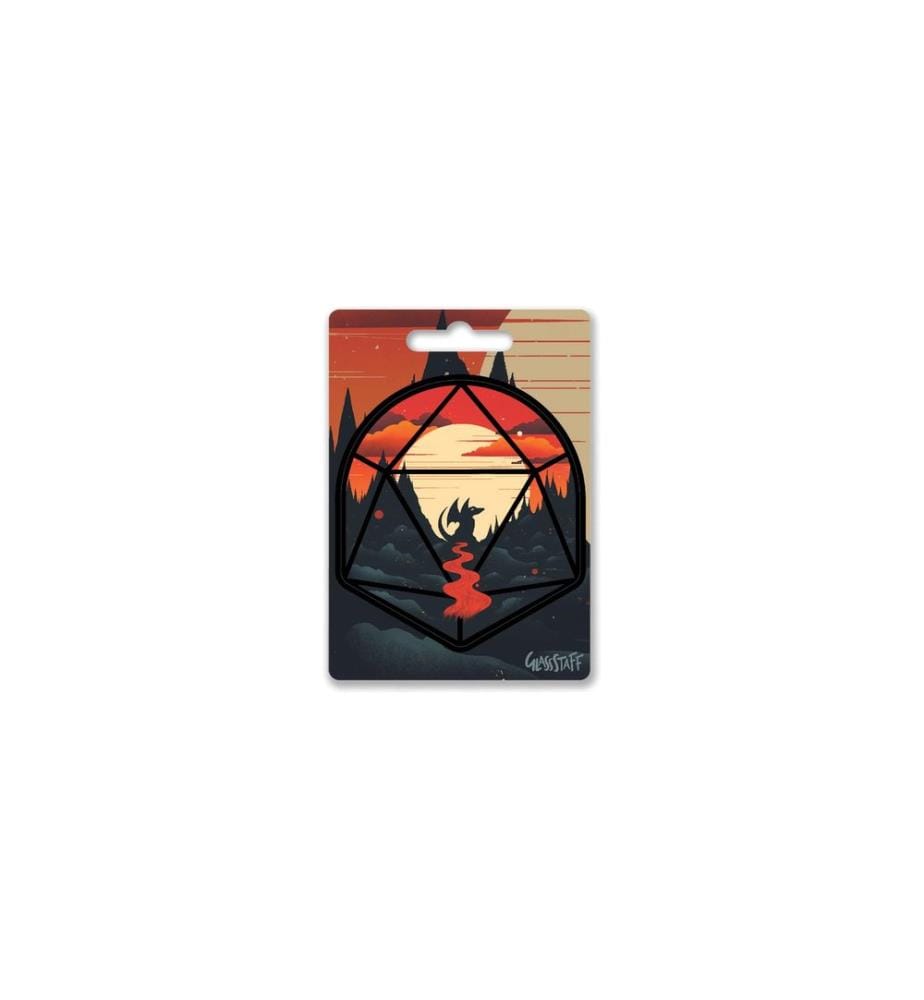 Glass Staff - Autocollants Young Dragon d20 rouge/noir