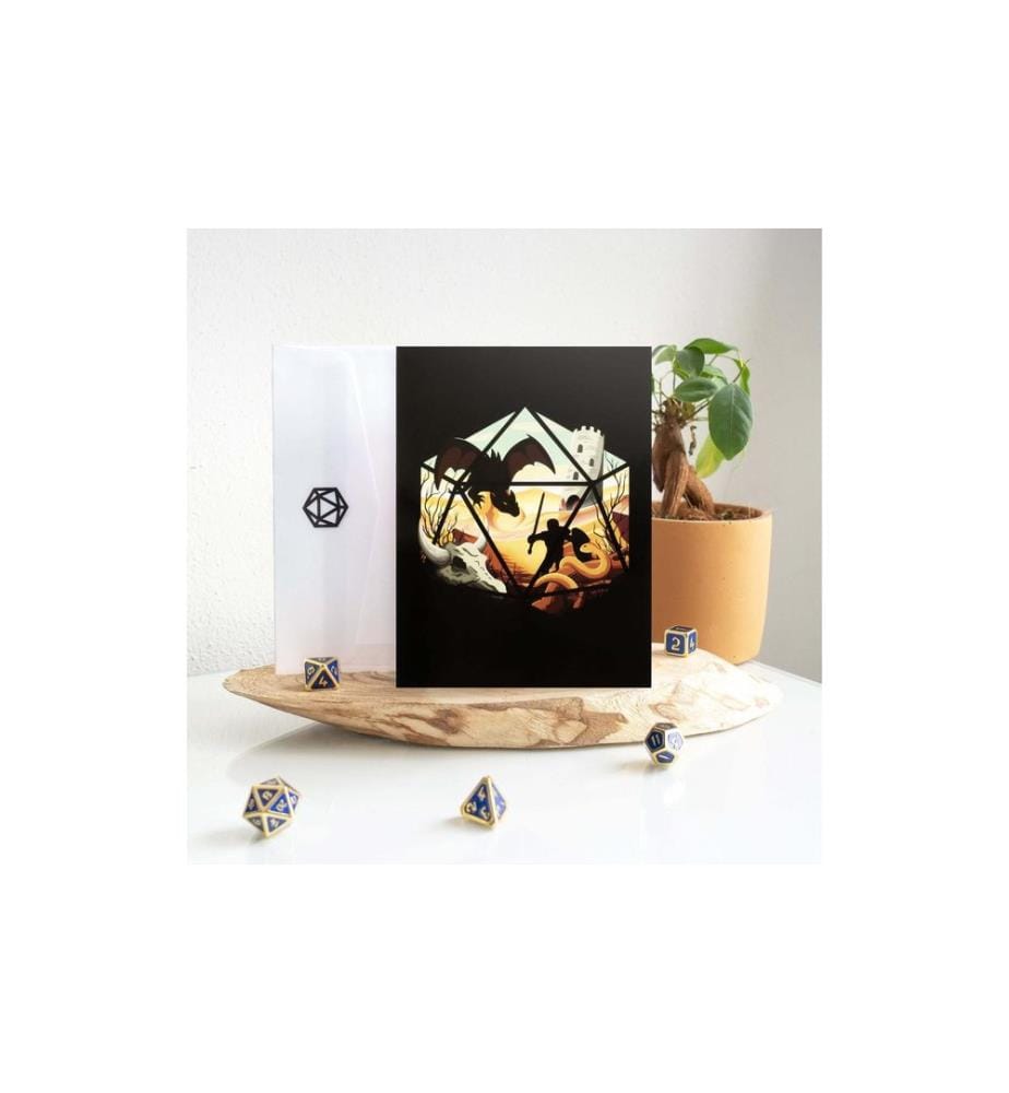 Glass Staff - Grusskarte Dragon D20 Schwarz