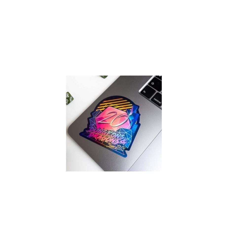 Glass Staff - Sticker Holographic Retro D20 Mehrfarbig