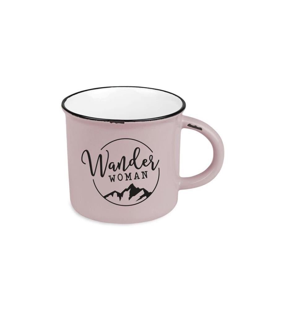 Grafik Werkstatt Vintage Becher Bergglück, Wanderwoman