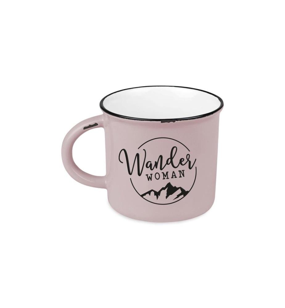 Grafik Werkstatt Vintage Becher Bergglück, Wanderwoman