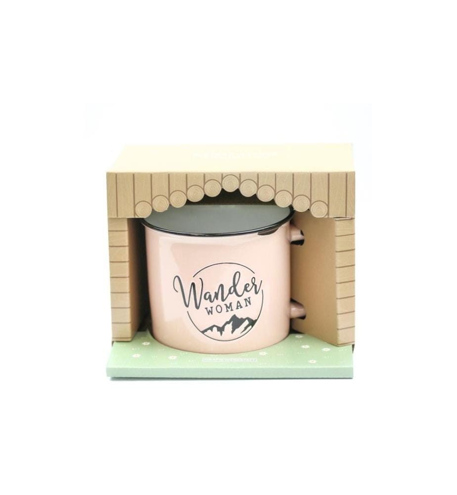 Grafik Werkstatt Vintage Becher Bergglück, Wanderwoman