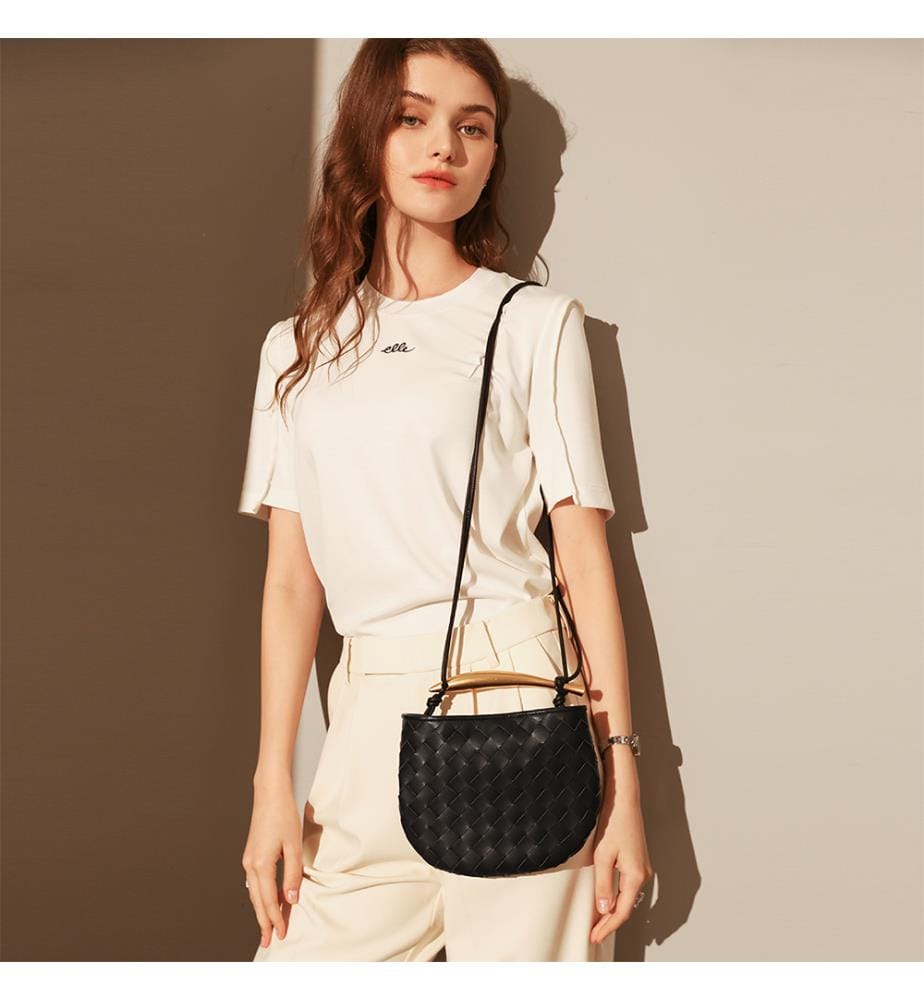 Hobo-Tasche Riviera geflochten - Schwarz