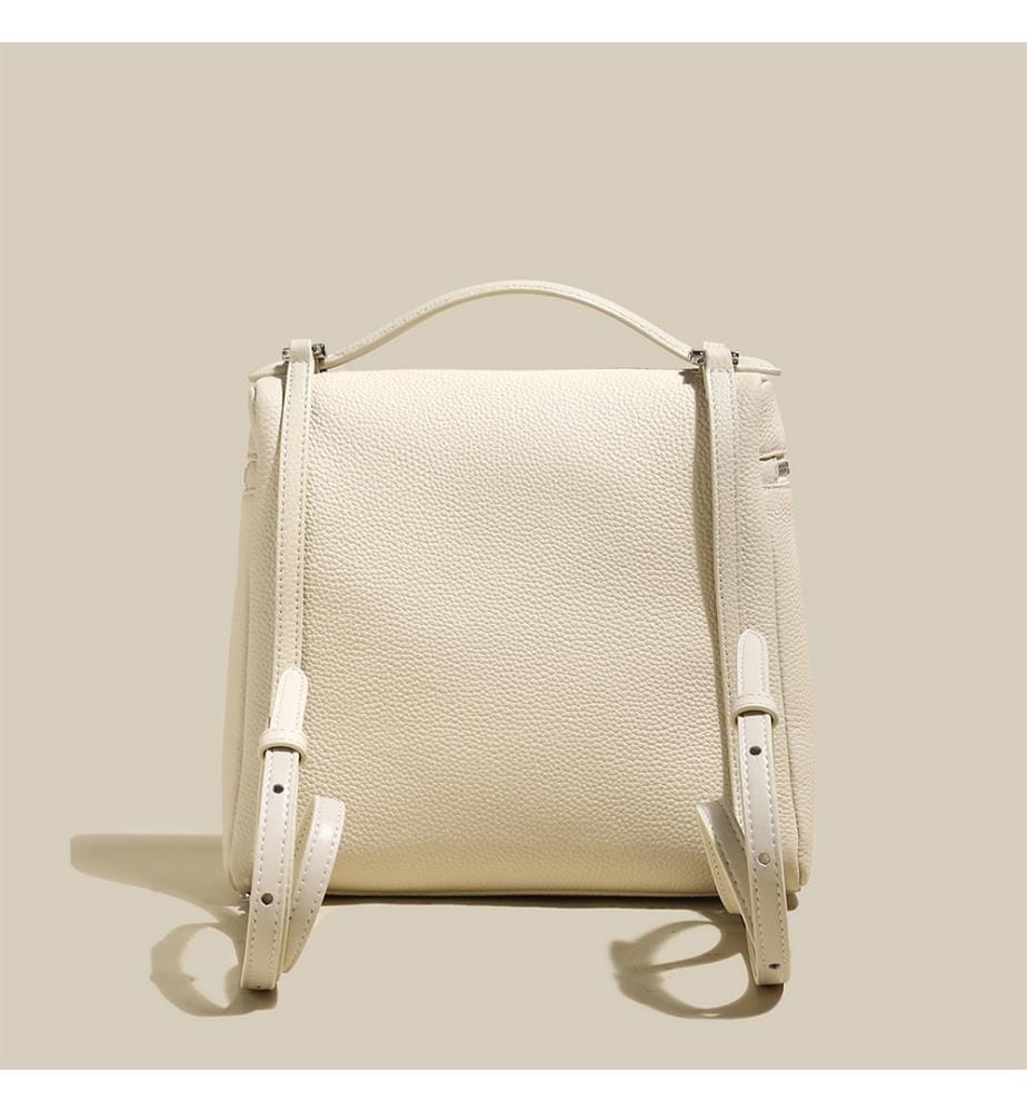 Wandlungsfähiger Rucksack aus genarbtem Leder - Ivory