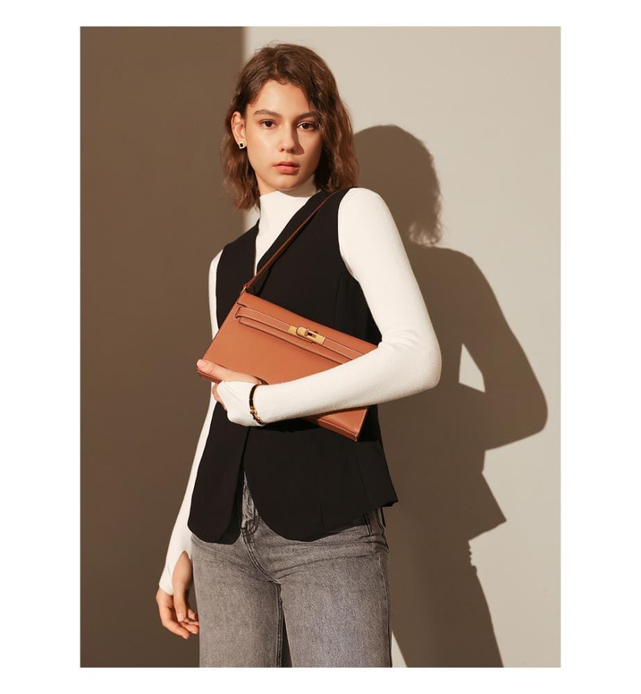 Camille bag in grained leather - Brown