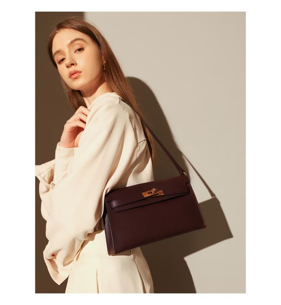 Camille bag in grained leather - Bordeaux
