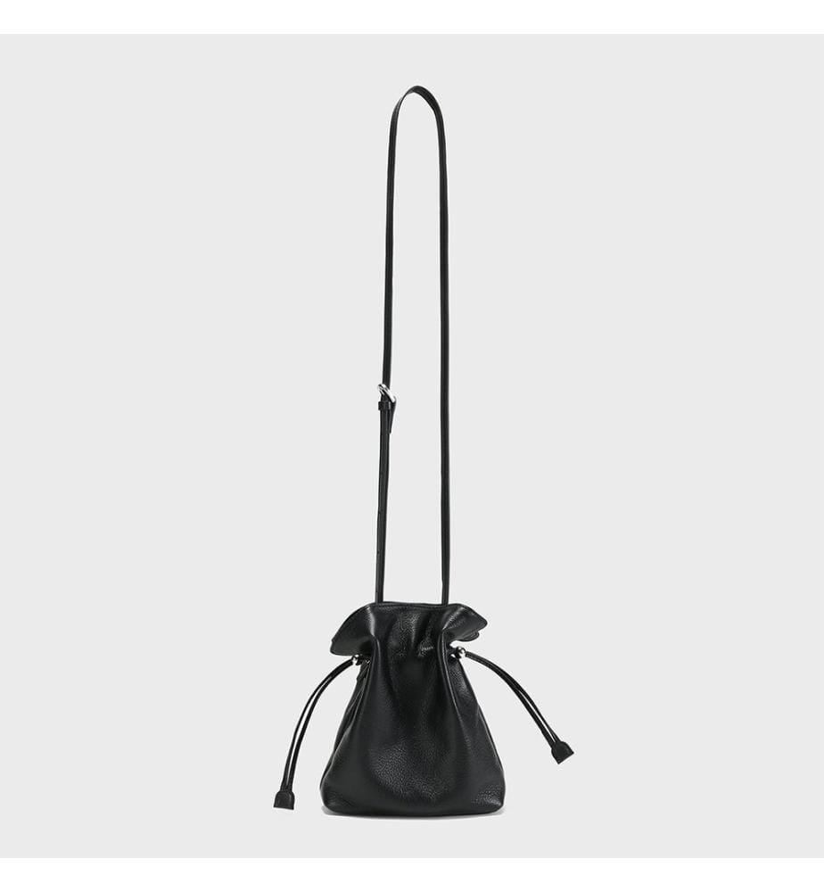 Borsa a secchiello in pelle morbida - Nero