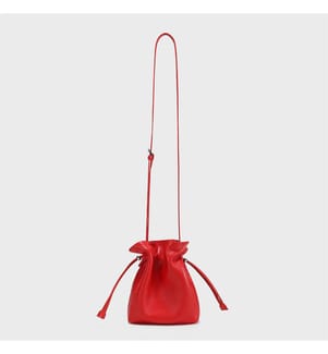 Mini Eimertasche aus weichem Leder - Rot