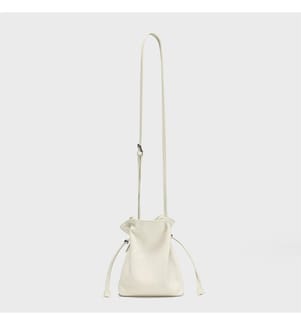 Mini Eimertasche aus weichem Leder - Weiss
