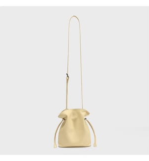 Mini Eimertasche aus weichem Leder - Gelb