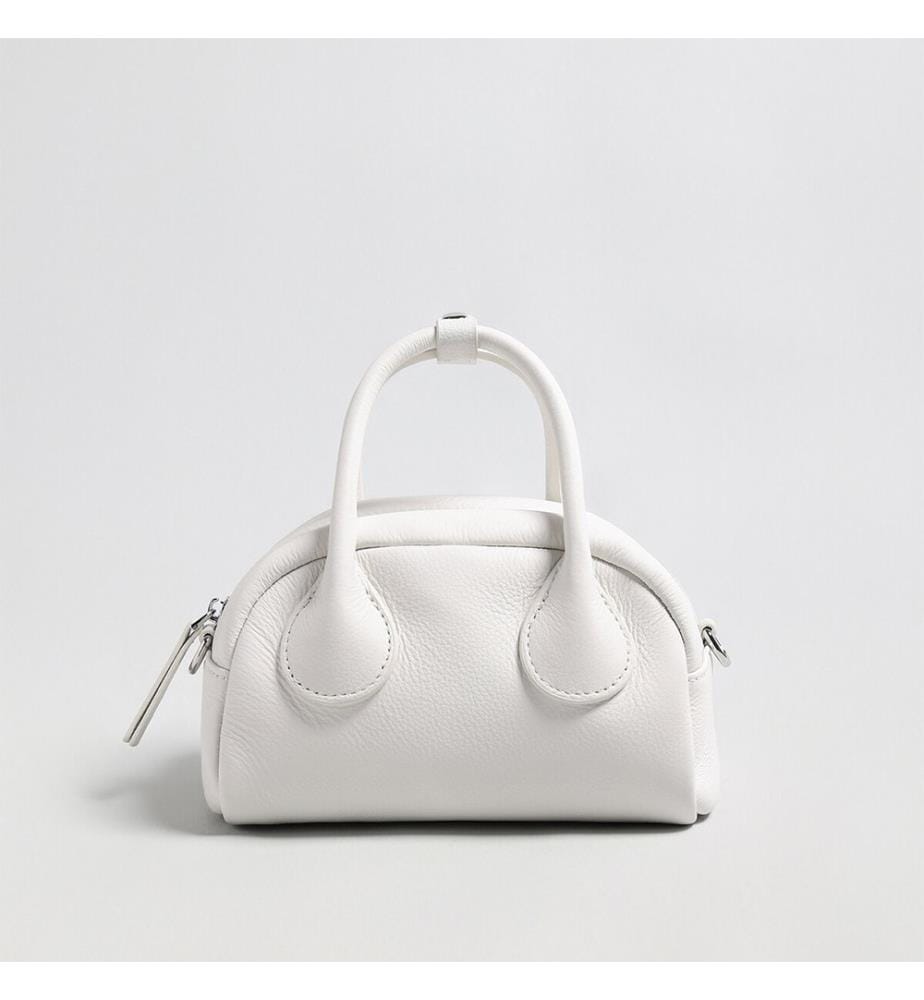 Mini-Bowlingtasche aus Leder - Weiss