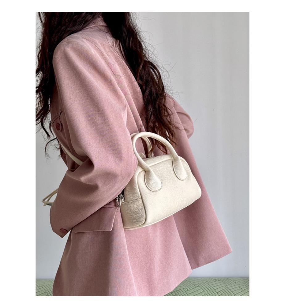 Mini-Bowlingtasche aus Leder - Weiss