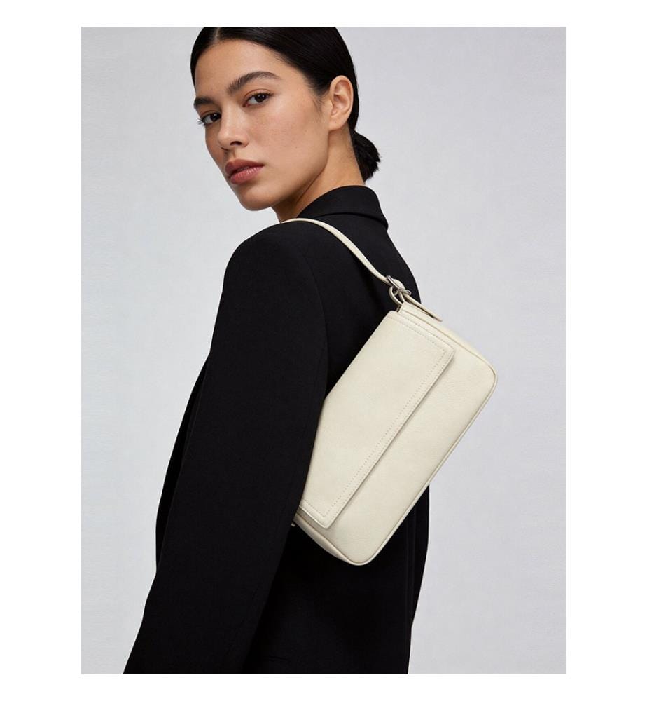 Baguette-Tasche aus Premium-Leder - Ivory